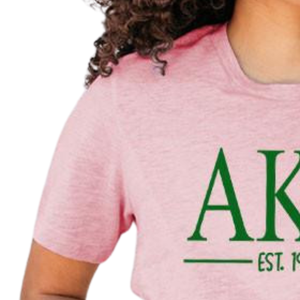 Camiseta de Manga Corta con Letras Griegas Personalizadas AKA, Cuello Redondo, Algodón Rosa, Ropa de Sororidad para Mujer, Ropa para el Campus - Product Image 5