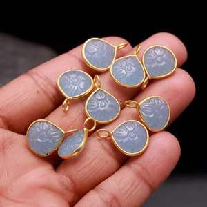 จี้รูปดอกไม้แคลซิโดนีสีน้ำเงิน AAA เงินแท้ 925 ประดับอัญมณีแกะสลักด้วยมือ รูปหัวใจ สำหรับทำเครื่องประดับ ขายส่ง ขนาด 12 มม. - Product Image 5