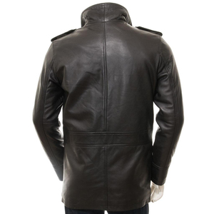 Wholesale <b>Men</b>’s <b>Plus</b> <b>Size</b> Leather Motorcycle <b>Jacket</b> – Mid-Length Stand Collar Winter Custom OEM ODM - Product Image 2