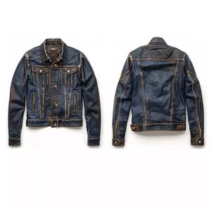 Veste en cuir de camionneur sur mesure en gros pour hommes, en véritable peau d'agneau, style vintage, bleue, imperméable, respirante et coupe-vent - Product Image 5