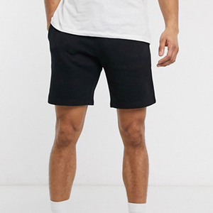 Pantalones Cortos Bermuda de Algodón Negro Sólido para Hombre, Cintura Media, Elásticos, Transpirables, Estilo Casual - Product Image 1