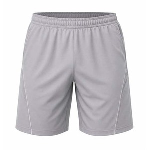 Shorts de sport gris pour homme, à séchage rapide, taille élastique, couleur unie, décontractés, en polyester tricoté, longueur courte - Product Image 1