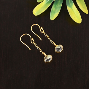 Pendientes Minimalistas de Plata de Ley 925 con Piedra Preciosa de Pirita Natural para Mujer - Product Image 3