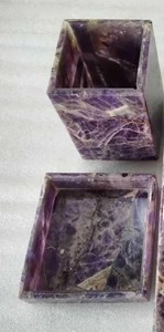 Luxury Purple Resin Bathroom Set 4-Piece Rectangle <b>Soap</b> Dish Tissue Box <b>Holder</b> Toothbrush Cup Dispenser - Product Image 3