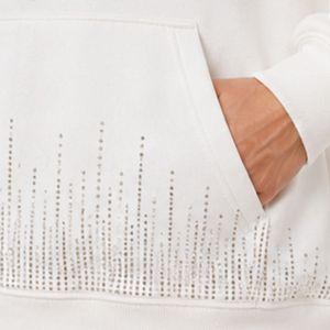 Sweat-shirt oversize blanc pour femme avec motif croix en strass, en molleton de coton premium, pull décontracté pour l'hiver, streetwear - Product Image 6