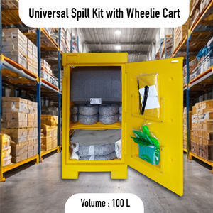 Kit de Derrame de Aceite y Productos Químicos de 100L con Carro con Ruedas, Kit de Respuesta a Derrames de Emergencia para Fábrica, Almacén, Taller con Almohadillas, Calcetines y EPP - Product Image 2
