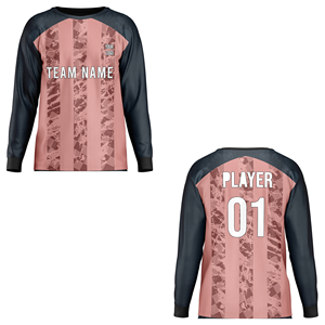 Maillot de gardien de but de football professionnel à manches longues, texture grunge, rayures verticales, respirant, séchage rapide, personnalisable avec nom, numéro et logo de l'équipe - Product Image 2