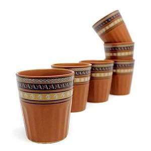 Taza de barro terracota hecha a mano, taza de vidrio de lujo, ecológica, apta para microondas, vaso rústico, artístico y sostenible. - Product Image 4