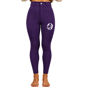 <b>Women</b> Equestrian Riding Pants Purple High Waist Stretch Horse Riding Breeches Slim Fit With Front <b>Back</b> Pockets Professional - Product Image 1