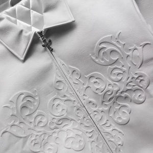 OEM Custom Fashion High Quality Motorcycle <b>Jacket</b> for <b>Men</b> <b>Men's</b> <b>White</b> Embossed Zip up Leather Varisty <b>Jacket</b> - Product Image 5