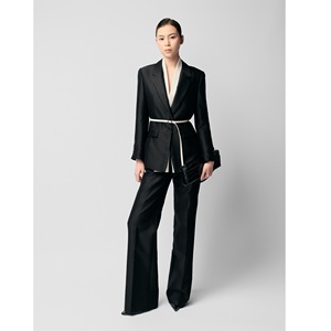 เสื้อสูทผู้หญิงขายส่ง ODM ODILE เสื้อเบลเซอร์คอสองชั้น สายคาดเอวแบบเรียบหรู ความยาวเต็มตัว กระดุมแถวเดียว ผ้าทออย่างดี - Product Image 6