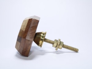 Modern Hexagon Wooden Drawer <b>Knob</b> Gold Inlay Cabinet <b>Handle</b> Decorative <b>Furniture</b> Pull <b>Knob</b> for Wardrobe Dresser Kitchen Door - Product Image 3