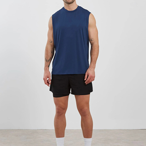 Débardeur de sport oversize de haute qualité pour hommes, en coton vierge, sans manches, pour la course et la gym, personnalisable avec logo - Product Image 4