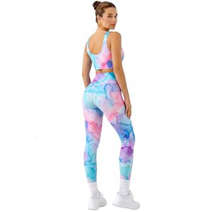 Pastel <b>Tie</b> <b>Dye</b> Women Yoga <b>Sets</b> Soft Feel Nylon Spandex Breathable Fast Dry Four-Way Stretch OEM Activewear Women Yoga <b>Sets</b> - Product Image 2