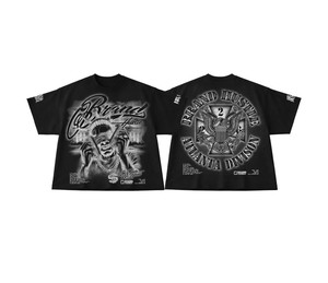 TAHAD T-shirt vintage délavé à manches courtes unisexe coupe ample 260g 100% coton tricoté mode décontractée imprimé lettres streetwear - Product Image 1