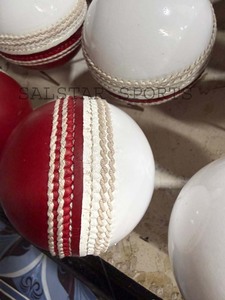 Wholesale Professional <b>Cricket</b> Red <b>White</b> Two Tone Leather Club <b>Cricket</b> Practice Ball 156GM Balls Custom Logo Factory Supply - Product Image 4