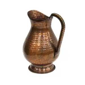 Textured Hammered Copper Water Pitcher with Lid Brass Handle Ayurvedic Drinkware <b>Jug</b> Hotel Restaurant Catering Tableware - Product Image 3