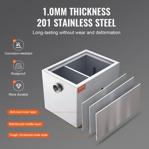 Trappola per Grasso in Acciaio Inox per Cucine Commerciali, 8 LBS, con Ingresso Laterale, 2.8 GPM, per Rifiuti Alimentari - Product Image 3