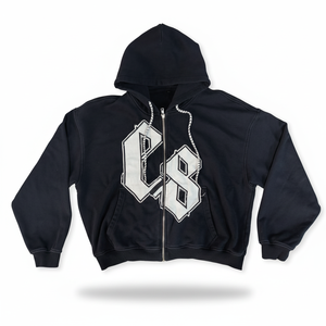 Sweat à capuche zippé personnalisé pour homme avec logo brodé, 100% coton, 500 g/m², poids lourd, prix abordable, confortable et respirant - Product Image 1