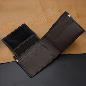 Portefeuille homme en cuir lisse marron foncé, motif rayé, avec rabat, poche à monnaie, fenêtre pour carte d'identité, porte-cartes, porte-billets, sac à main d'affaires - Product Image 4