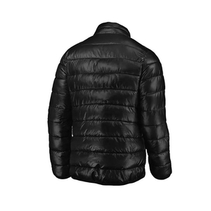 Veste matelassée noire pour homme, col montant, fermeture éclair, coupe-vent, veste d'hiver décontractée, coupe régulière, couleur unie, coque en polyester - Product Image 2