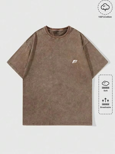 T-shirts personnalisés streetwear pour hommes, effet vintage délavé, 100% coton 250G, respirants, style hip-hop, manches courtes, vente en gros, tee-shirt USA - Product Image 2