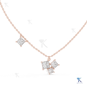 Conjunto de Joyas de Diamantes Cultivados en Laboratorio, Colgante de Racimo Princesa en Forma de Cometa, Oro Sólido de 14K y 18K, Joyería Fina Asimétrica para Mujer, Venta al por Mayor de Fábrica - Product Image 2