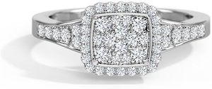 Bague solitaire halo avec accent de diamant de laboratoire de 3,00 carats, clarté VS1, couleur F, certifiée IGI, taille brillant rond, or blanc 14 carats - Product Image 3