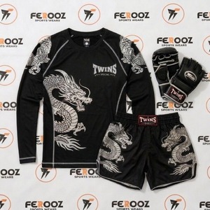 Conjunto Deportivo con Estampado de Dragón, Camiseta Deportiva de Manga Larga y Pantalones Cortos a Juego para Boxeo, Fitness, Gimnasio, Ejercicio y Entrenamiento - Product Image 4