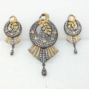 RAY FINE ORNATES Kundan <b>Ruby</b> Teardrop Pendant Set Indian Gold Plated IGI Certified Wedding Bridal <b>Necklace</b> Earrings Jewelry Gift - Product Image 2