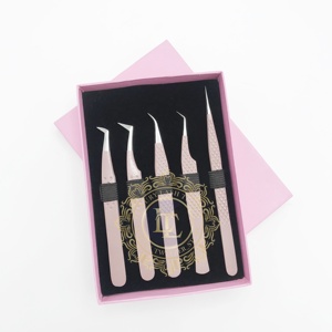 Poudre de chocolat revêtement Silver Point Extension de cils pince à épiler durable testé à la main en acier inoxydable marque privée cils - Product Image 2