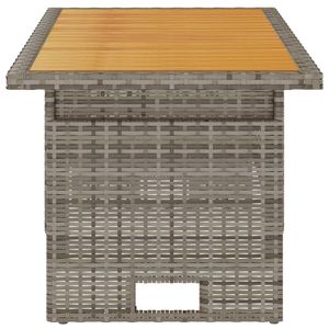 Table de jardin en bois d'acacia massif gris avec structure en acier thermolaqué et rotin PE, mobilier d'extérieur - Product Image 4