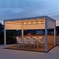 Gazebo d'extérieur autoportant en aluminium avec structure thermolaquée gris foncé et système de toit à persiennes réglables pour terrasse Juniper