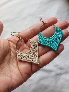 Handmade Vintage Gold Plated Macrame Butterfly Chandelier <b>Earrings</b> Assorted Colors Wholesale - Product Image 2