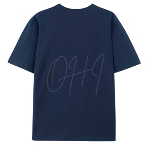 T-shirt en coton bleu marine à col rond et manches courtes pour homme, motif tie-dye, coupe ample, respirant - Product Image 2