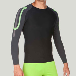 Maillot de compression uni pour hommes et garçons adultes, Rashguard léger pour le cyclisme, Rashguard de natation à manches longues pour hommes - Product Image 3