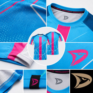 เสื้อทีมแพเดิลผ้าโพลีเอสเตอร์น้ำหนักเบา สีฟ้าอมม่วง พิมพ์ลายแบบซับลิเมชั่น ระบายอากาศได้ดี เสื้อโพลีเอสเตอร์สำหรับเล่นกีฬา - Product Image 6