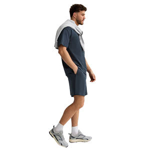 Ensemble T-shirt et short pour homme, motif uni, 100% coton respirant, été, décontracté, avec logo personnalisé - Product Image 3