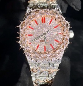 Reloj de Moissanita Brillante Redondo con Corte Brillante Claridad VVs, Diseño Iced Out, Reloj de Lujo Thorn, Reloj Hip Hop para Hombre, Compra al por Mayor - Product Image 1