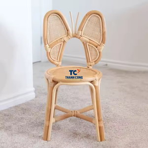 เก้าอี้เด็กลายผีเสื้อทำจากหวายธรรมชาติสำหรับเด็กเหมาะสำหรับสถานรับเลี้ยงเด็กหรือห้องเด็กเล่น - Product Image 2