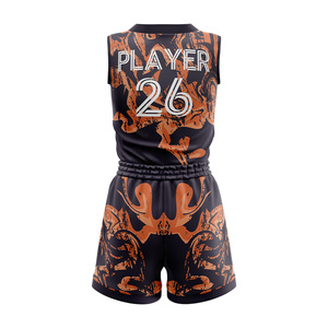 Conjunto de Uniforme de Baloncesto Sublimado Personalizado, Transpirable, 100% Poliéster, Corte Atlético, Ropa Deportiva para Equipos Femeninos, Pantalones Cortos con Cintura Elástica - Product Image 5