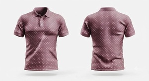 เสื้อโปโลผู้ชายสีม่วงลายจุด แต่งขอบสีดำเรียบหรู แขนสั้น ผ้าฝ้ายลำลอง สำหรับเล่นกอล์ฟ ดีไซน์เสื้อฤดูร้อน - Product Image 2