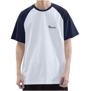 Relevo Men's <b>Raglan</b> Sleeve <b>T</b>-<b>Shirt</b> 100% Cotton Regular Fit Casual O-Neck Jersey Breathable Front Logo Streetwear - Product Image 4