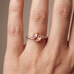 Elegante Anillo de Compromiso con Diamante Rosa Cultivado en Laboratorio, Corte Rosa, 1.00 CT, VS2, Oro Sólido de 14K, Joyería para Mujer para Bodas y Fiestas - Product Image 4