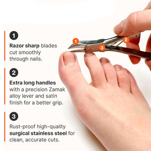 Clippers for Thick Nails Medical Grade Stainless Steel Nail Nippers Trusted by Podiatrists for Seniors Men and Women - Product Image 3