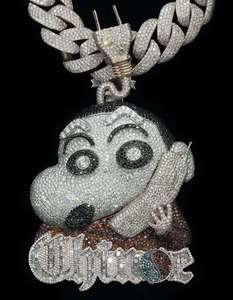 Pendentif Moissanite Personnage de Dessin Animé Plaqué Or Argent 925 Style Hip-Hop Bijoux Unisexe Taille Ronde Brillante Sertissage à Griffes - Product Image 2