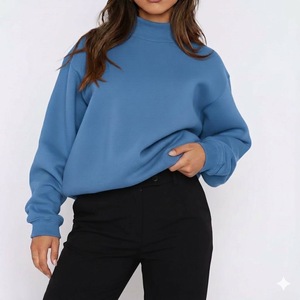 Women Casual Oversized Regular Mockneck Fleece Long Sleeve Sweatshirt Pullover Autumn Soft Loose Streetwear Fashion <b>Top</b> Daily - Product Image 5