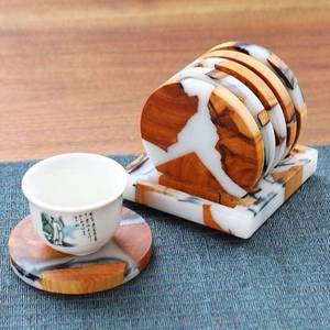 Sous-verres modernes personnalisés en bois naturel et résine, épaisseur 300 mm, résistants à la chaleur, réutilisables, pour la maison et la table - Product Image 4