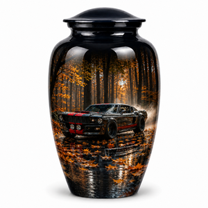 Autocollant commémoratif de luxe doré et noir pour voiture avec urne funéraire émaillée pour cendres humaines d'adultes - Product Image 3