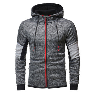 Sweat-shirt à capuche zippé intégral en polaire pour homme avec empiècements contrastants, fermeture éclair néon et cordon de serrage, idéal pour le sport et la gym, vente en gros, personnalisation OEM, logo sur mesure - Product Image 4